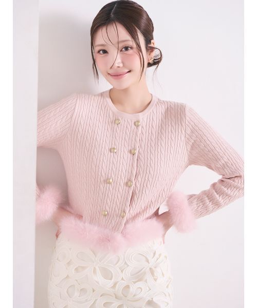 CELFORD(セルフォード)の「カシミア混ファートリムニットカーディガン(カーディガン/ボレロ・レディース・ライトピンク/グレー/キャメル/アイボリー・F)」の5枚目の写真
