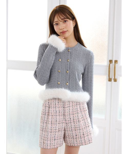CELFORD(セルフォード)の「カシミア混ファートリムニットカーディガン(カーディガン/ボレロ・レディース・ライトピンク/グレー/キャメル/アイボリー・F)」の6枚目の写真