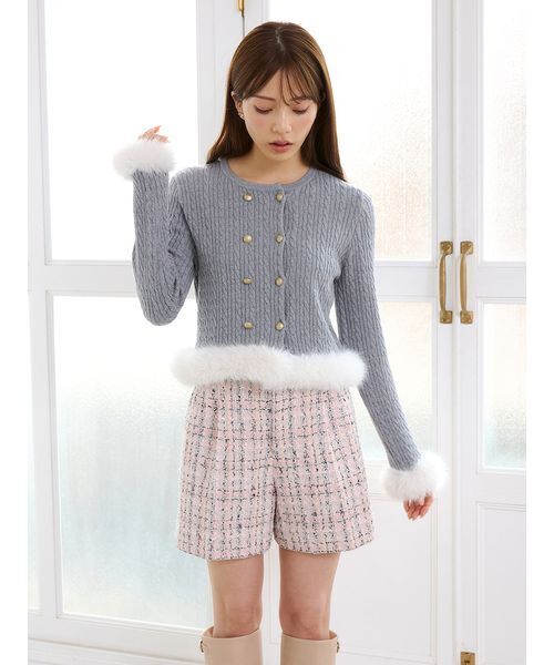 CELFORD(セルフォード)の「カシミア混ファートリムニットカーディガン(カーディガン/ボレロ・レディース・ライトピンク/グレー/キャメル/アイボリー・F)」の7枚目の写真