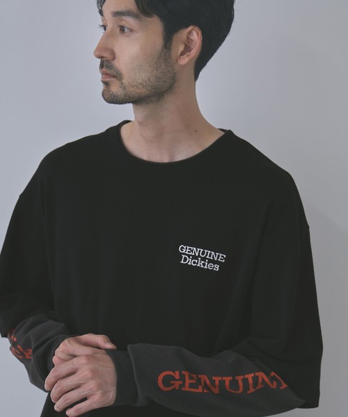 Dickies(ディッキーズ)の「【GENUINE Dickies/ジェニュイン ディッキーズ】刺繍 フェイクレイヤード ロングスリーブTシャツ(Tシャツ/カットソー・メンズ・ホワイト/ブラック・M/L/XL)」の2枚目の写真