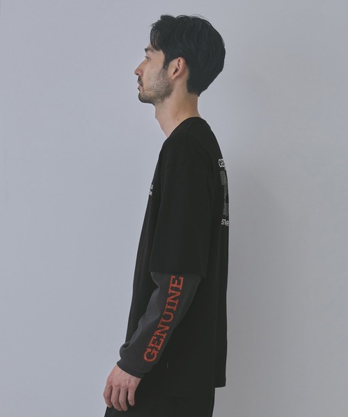 Dickies(ディッキーズ)の「【GENUINE Dickies/ジェニュイン ディッキーズ】刺繍 フェイクレイヤード ロングスリーブTシャツ(Tシャツ/カットソー・メンズ・ホワイト/ブラック・M/L/XL)」の5枚目の写真