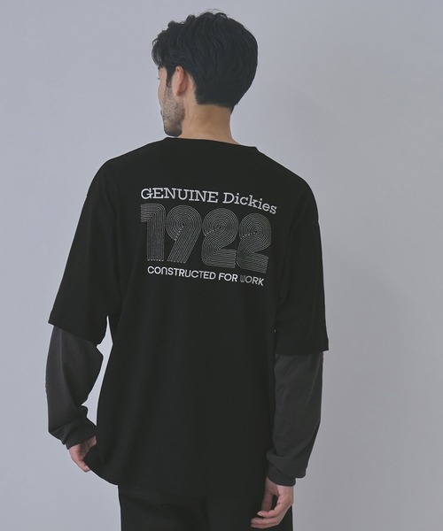 Dickies(ディッキーズ)の「【GENUINE Dickies/ジェニュイン ディッキーズ】刺繍 フェイクレイヤード ロングスリーブTシャツ(Tシャツ/カットソー・メンズ・ホワイト/ブラック・M/L/XL)」の6枚目の写真