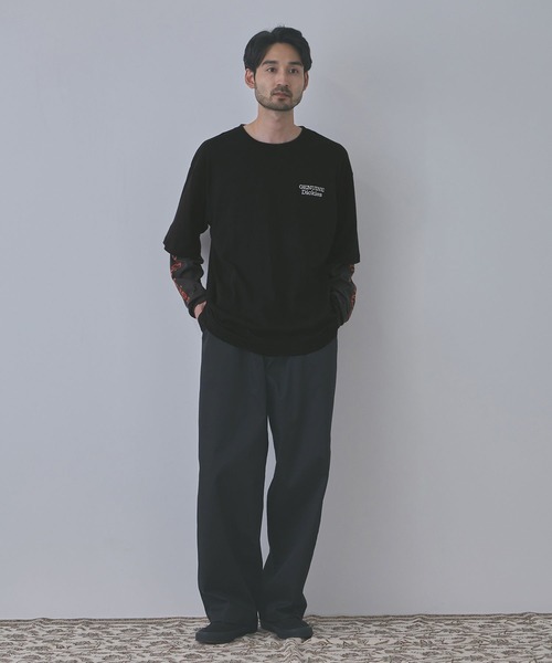 Dickies(ディッキーズ)の「【GENUINE Dickies/ジェニュイン ディッキーズ】刺繍 フェイクレイヤード ロングスリーブTシャツ(Tシャツ/カットソー・メンズ・ホワイト/ブラック・M/L/XL)」の9枚目の写真