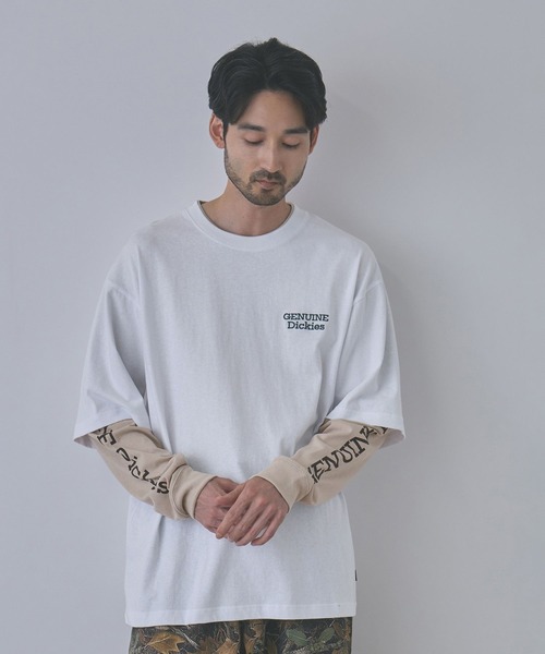 Dickies(ディッキーズ)の「【GENUINE Dickies/ジェニュイン ディッキーズ】刺繍 フェイクレイヤード ロングスリーブTシャツ(Tシャツ/カットソー・メンズ・ホワイト/ブラック・M/L/XL)」の11枚目の写真