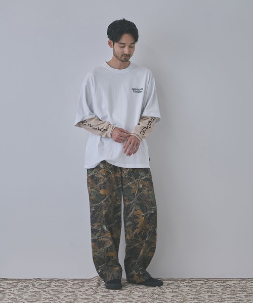 Dickies(ディッキーズ)の「【GENUINE Dickies/ジェニュイン ディッキーズ】刺繍 フェイクレイヤード ロングスリーブTシャツ(Tシャツ/カットソー・メンズ・ホワイト/ブラック・M/L/XL)」の14枚目の写真