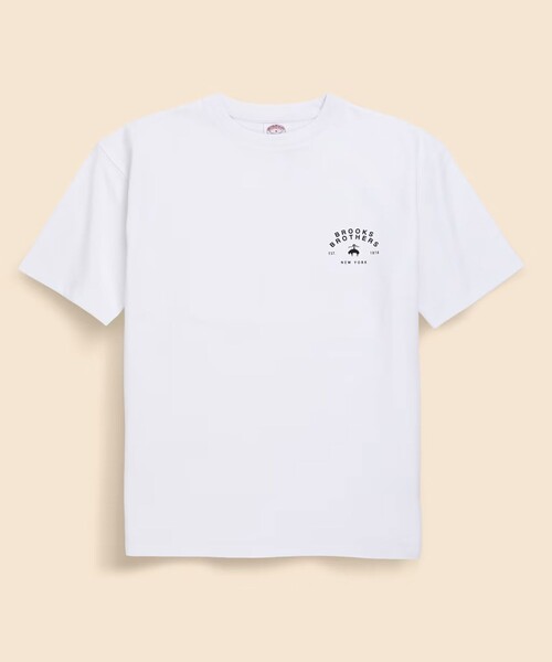 BROOKS BROTHERS(ブルックスブラザーズ)の「USAコットンジャージー ヘビーウェイト グラフィックロゴ Tシャツ(Tシャツ/カットソー・メンズ・モスグリーン/ホワイト/ネイビー/グレー・MEDIUM/SMALL/X-LARGE/LARGE)」の1枚目の写真
