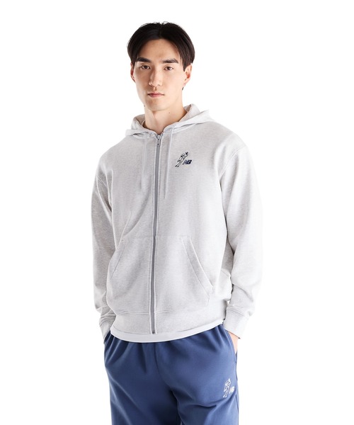 NEW BALANCE(ニューバランス)の「大谷翔平オールウェイズオンロゴスウェットフルジップ(パーカー・メンズ・ヘザーグレー/グレイッシュブルー/ブラック・LARGE/SMALL/XXX-LARGE/XX-LARGE)」の3枚目の写真