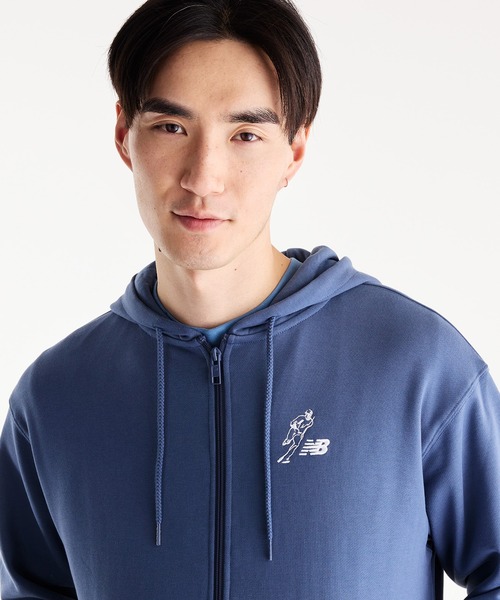NEW BALANCE(ニューバランス)の「大谷翔平オールウェイズオンロゴスウェットフルジップ(パーカー・メンズ・ヘザーグレー/グレイッシュブルー/ブラック・LARGE/SMALL/XXX-LARGE/XX-LARGE)」の5枚目の写真