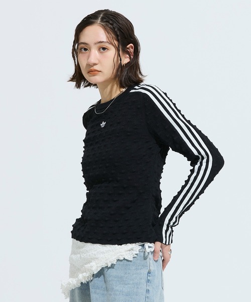 adidas(アディダス)の「アディダス オリジナルス スリム ソリッド スパイク ニット スウェットシャツ / トレーナー / アディダスオリジナルス adidas Originals(Tシャツ/カットソー・レディース・ブラック・X-LARGE/X-SMALL/MEDIUM/XX-LARGE/LARGE/SMALL)」の1枚目の写真