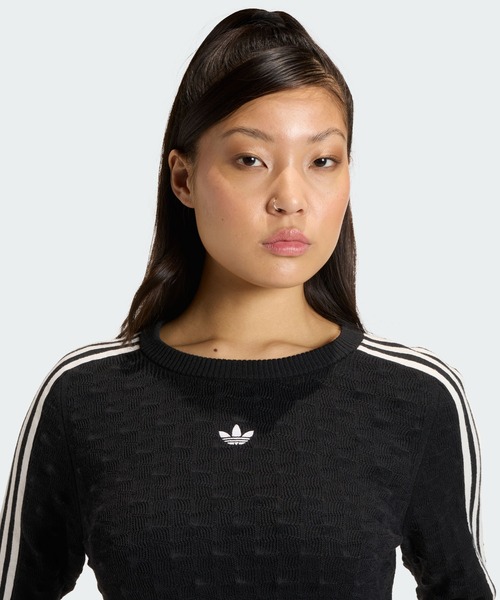 adidas(アディダス)の「アディダス オリジナルス スリム ソリッド スパイク ニット スウェットシャツ / トレーナー / アディダスオリジナルス adidas Originals(Tシャツ/カットソー・レディース・ブラック・X-LARGE/X-SMALL/MEDIUM/XX-LARGE/LARGE/SMALL)」の6枚目の写真