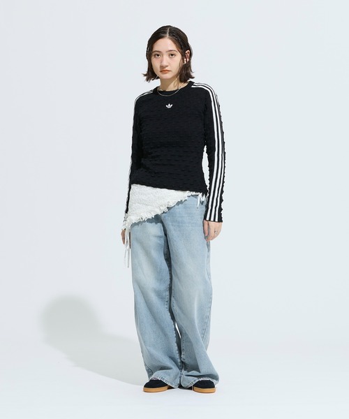 adidas(アディダス)の「アディダス オリジナルス スリム ソリッド スパイク ニット スウェットシャツ / トレーナー / アディダスオリジナルス adidas Originals(Tシャツ/カットソー・レディース・ブラック・X-LARGE/X-SMALL/MEDIUM/XX-LARGE/LARGE/SMALL)」の2枚目の写真