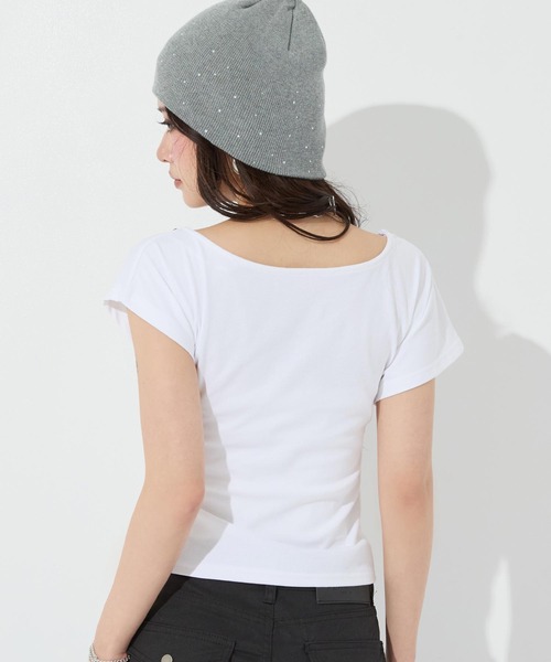 ANAP（アナップ）の「スタッズデザイン２ＷＡＹアシメトップス（Tシャツ/カットソー・レディース・ブラック/ホワイト・F）」の6枚目の写真