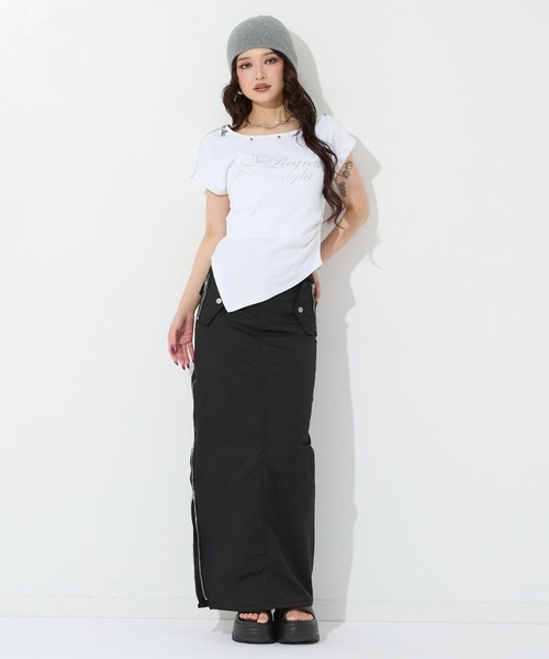 ANAP（アナップ）の「スタッズデザイン２ＷＡＹアシメトップス（Tシャツ/カットソー・レディース・ブラック/ホワイト・F）」の9枚目の写真
