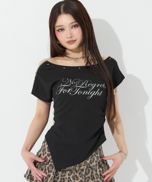 ANAP（アナップ）の「スタッズデザイン２ＷＡＹアシメトップス（Tシャツ/カットソー・レディース・ブラック/ホワイト・F）」の11枚目の写真