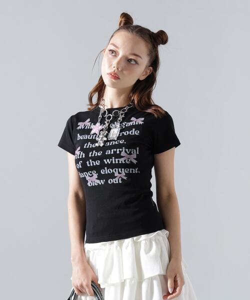 L.H.P(エルエイチピー)の「MAVYTH/メヴィス/LETTERRING RIBBON TEE(Tシャツ/カットソー・レディース・ホワイト/ブラック・M/S)」の3枚目の写真