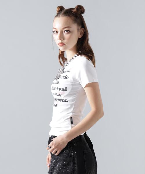 L.H.P(エルエイチピー)の「MAVYTH/メヴィス/LETTERRING RIBBON TEE(Tシャツ/カットソー・レディース・ホワイト/ブラック・M/S)」の10枚目の写真
