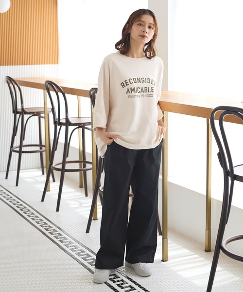 Honeys（ハニーズ）の「イージーストレート（股下６６ｃｍ）（その他パンツ・レディース・ネイビー/ブラウン系その他2/ブラック・LL/M/S/3L/L）」の5枚目の写真