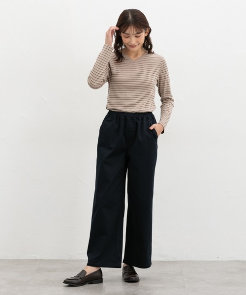 Honeys（ハニーズ）の「イージーストレート（股下６６ｃｍ）（その他パンツ・レディース・ネイビー/ブラウン系その他2/ブラック・LL/M/S/3L/L）」の7枚目の写真