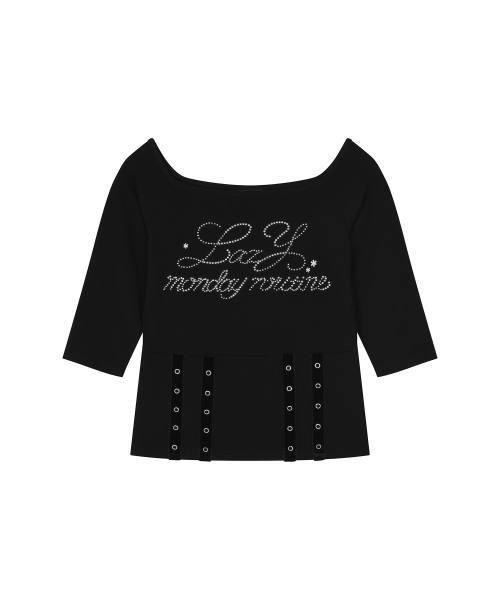 LMR(エルエムアール)の「ホットフィックスアイレットボートネックTシャツ ブラック(Tシャツ/カットソー・レディース・ブラック・SMALL/MEDIUM)」の8枚目の写真