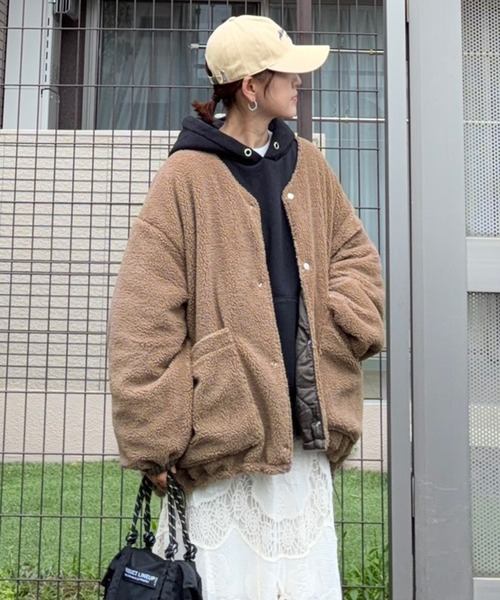 notch.(ノッチ)の「【notch. by KR】リバーシブルボアキルティングJK(ブルゾン・レディース・モカ/ブラック/オリーブ・M)」の2枚目の写真