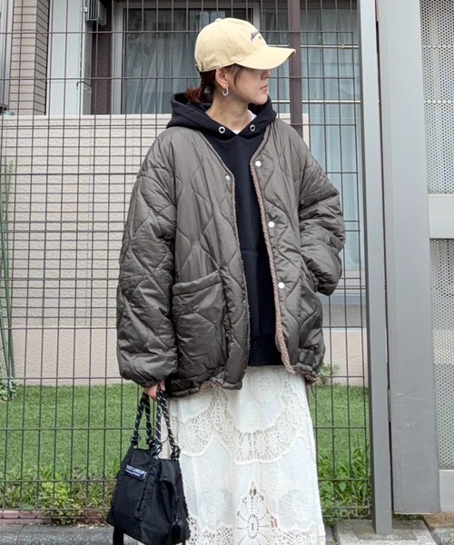 notch.(ノッチ)の「【notch. by KR】リバーシブルボアキルティングJK(ブルゾン・レディース・モカ/ブラック/オリーブ・M)」の14枚目の写真