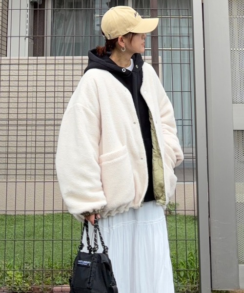 notch.(ノッチ)の「【notch. by KR】リバーシブルボアキルティングJK(ブルゾン・レディース・モカ/ブラック/オリーブ・M)」の7枚目の写真