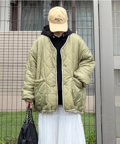 notch.(ノッチ)の「【notch. by KR】リバーシブルボアキルティングJK(ブルゾン・レディース・モカ/ブラック/オリーブ・M)」の4枚目の写真