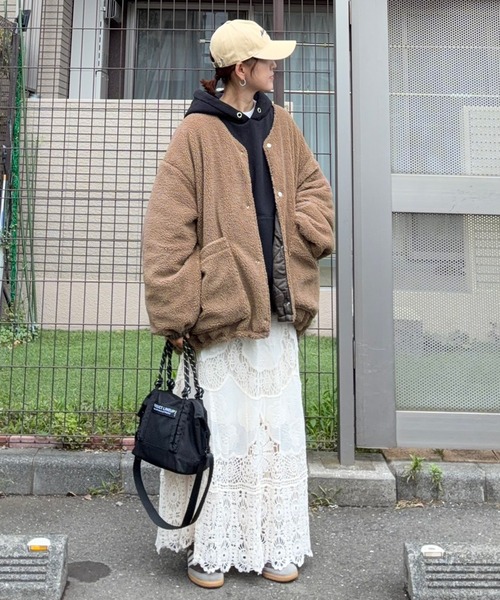 notch.(ノッチ)の「【notch. by KR】リバーシブルボアキルティングJK(ブルゾン・レディース・モカ/ブラック/オリーブ・M)」の21枚目の写真