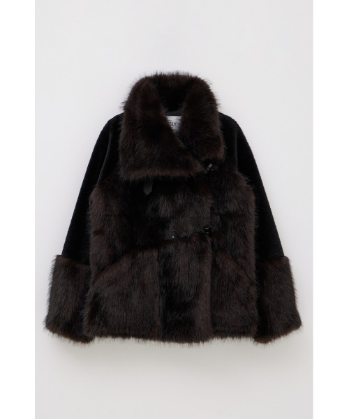 SLY(スライ)の「【AW PRE ORDER 第2弾】MIXED F/FUR OVERSIZED COAT ミックスファーオーバーサイズコート 冬服(ブルゾン・レディース・ベージュ系その他/ブラック・FREE)」の15枚目の写真