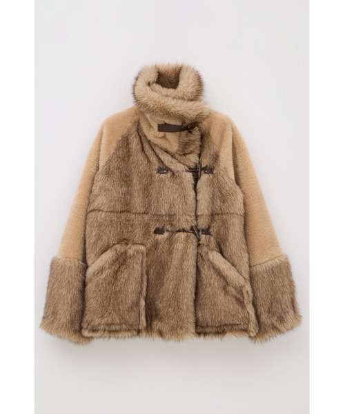 SLY(スライ)の「【AW PRE ORDER 第2弾】MIXED F/FUR OVERSIZED COAT ミックスファーオーバーサイズコート 冬服(ブルゾン・レディース・ベージュ系その他/ブラック・FREE)」の7枚目の写真