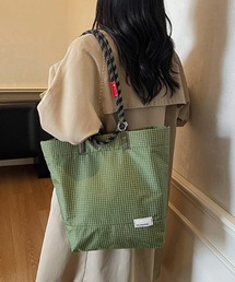 ロープハンドルトートバッグ ロープバッグ ロープハンドル バッグ トートバッグ 2way ハンドバッグ ショルダーバッグ グリッド柄 大容量