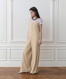 RIBBED BUTTON LONG JUMPSUIT, BUTTER YELLOW