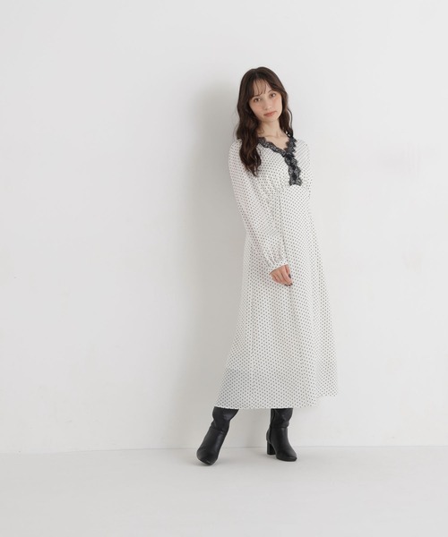 NATURAL BEAUTY BASIC（ナチュラルビューティーベーシック）の「ドットプリントレーストリムワンピース（ワンピース・レディース・ブラック系その他2/ホワイト系その他・FREE）」の17枚目の写真