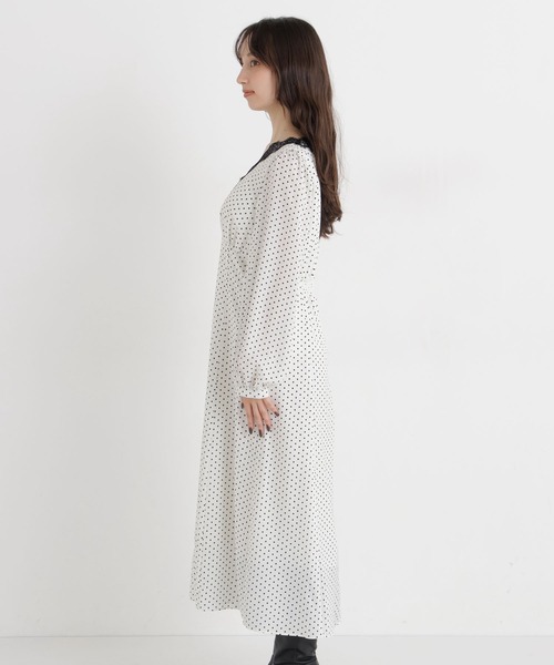NATURAL BEAUTY BASIC（ナチュラルビューティーベーシック）の「ドットプリントレーストリムワンピース（ワンピース・レディース・ブラック系その他2/ホワイト系その他・FREE）」の18枚目の写真