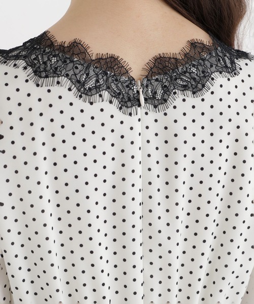 NATURAL BEAUTY BASIC（ナチュラルビューティーベーシック）の「ドットプリントレーストリムワンピース（ワンピース・レディース・ブラック系その他2/ホワイト系その他・FREE）」の21枚目の写真