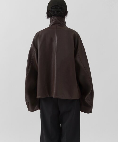 Lui's(ルイス)の「【Neucon】WIDE BOX ZIP LEATHER BLOUSON / ワイドボックスジップレザーブルゾン / ジャケット(ブルゾン・メンズ・ブラウン/ブラック・1/2)」の3枚目の写真