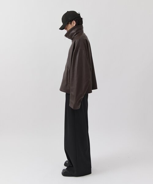 Lui's(ルイス)の「【Neucon】WIDE BOX ZIP LEATHER BLOUSON / ワイドボックスジップレザーブルゾン / ジャケット(ブルゾン・メンズ・ブラウン/ブラック・1/2)」の5枚目の写真