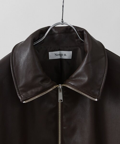 Lui's(ルイス)の「【Neucon】WIDE BOX ZIP LEATHER BLOUSON / ワイドボックスジップレザーブルゾン / ジャケット(ブルゾン・メンズ・ブラウン/ブラック・1/2)」の8枚目の写真