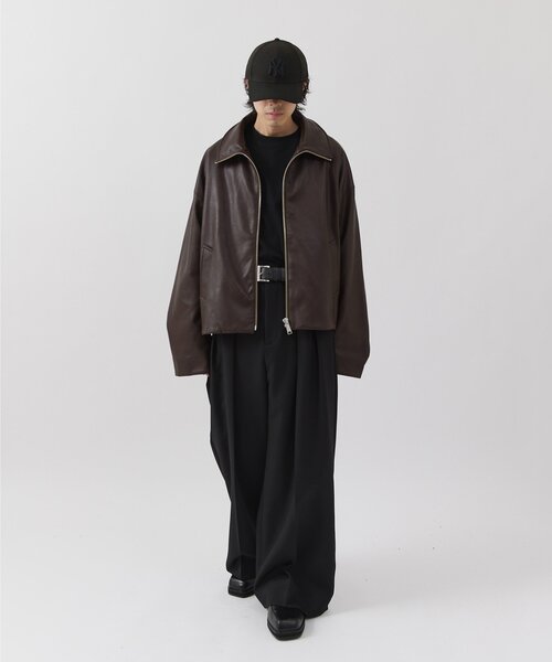 Lui's(ルイス)の「【Neucon】WIDE BOX ZIP LEATHER BLOUSON / ワイドボックスジップレザーブルゾン / ジャケット(ブルゾン・メンズ・ブラウン/ブラック・1/2)」の11枚目の写真
