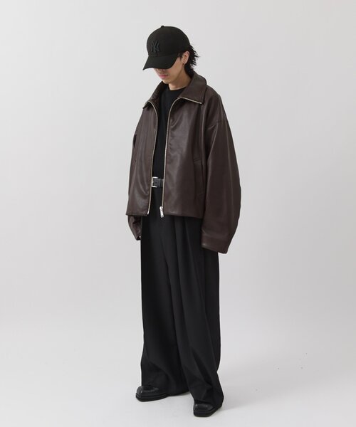 Lui's(ルイス)の「【Neucon】WIDE BOX ZIP LEATHER BLOUSON / ワイドボックスジップレザーブルゾン / ジャケット(ブルゾン・メンズ・ブラウン/ブラック・1/2)」の12枚目の写真