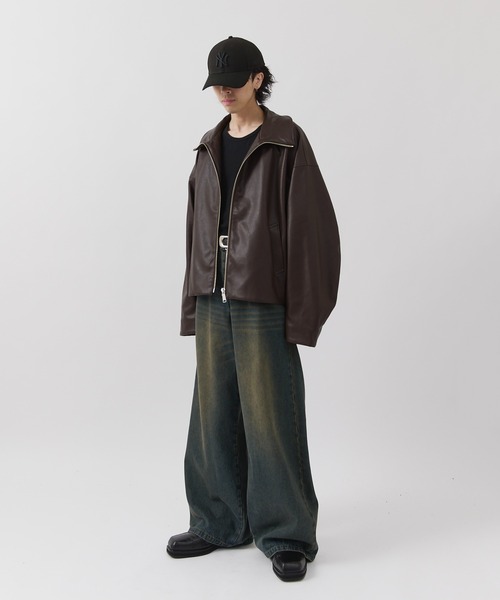 Lui's(ルイス)の「【Neucon】WIDE BOX ZIP LEATHER BLOUSON / ワイドボックスジップレザーブルゾン / ジャケット(ブルゾン・メンズ・ブラウン/ブラック・1/2)」の22枚目の写真