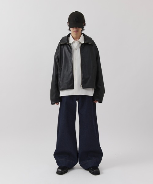 Lui's(ルイス)の「【Neucon】WIDE BOX ZIP LEATHER BLOUSON / ワイドボックスジップレザーブルゾン / ジャケット(ブルゾン・メンズ・ブラウン/ブラック・1/2)」の16枚目の写真