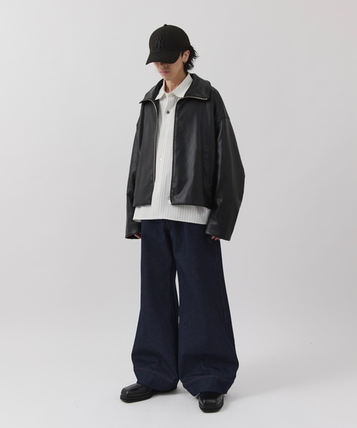 Lui's(ルイス)の「【Neucon】WIDE BOX ZIP LEATHER BLOUSON / ワイドボックスジップレザーブルゾン / ジャケット(ブルゾン・メンズ・ブラウン/ブラック・1/2)」の17枚目の写真