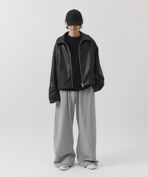 Lui's(ルイス)の「【Neucon】WIDE BOX ZIP LEATHER BLOUSON / ワイドボックスジップレザーブルゾン / ジャケット(ブルゾン・メンズ・ブラウン/ブラック・1/2)」の14枚目の写真