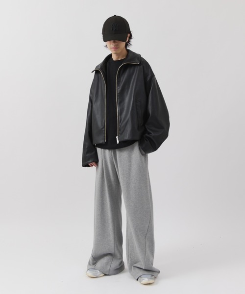 Lui's(ルイス)の「【Neucon】WIDE BOX ZIP LEATHER BLOUSON / ワイドボックスジップレザーブルゾン / ジャケット(ブルゾン・メンズ・ブラウン/ブラック・1/2)」の15枚目の写真