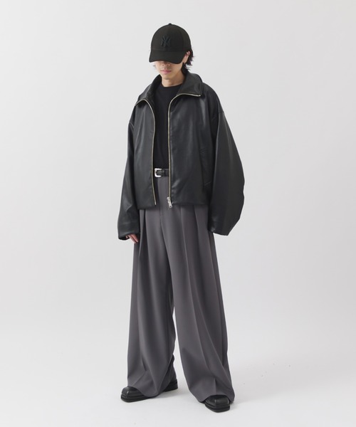 Lui's(ルイス)の「【Neucon】WIDE BOX ZIP LEATHER BLOUSON / ワイドボックスジップレザーブルゾン / ジャケット(ブルゾン・メンズ・ブラウン/ブラック・1/2)」の13枚目の写真