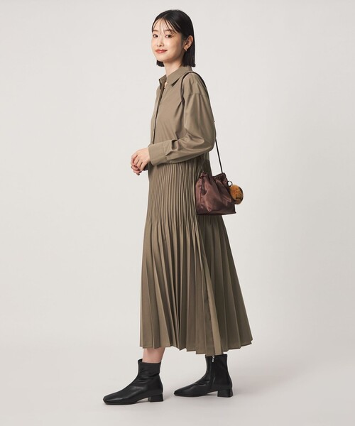 green lavel relaxing ワッシャープリーツワンピース セール】［size SHORT/TALLあり］ワッシャー プリーツ ロングスリーブ