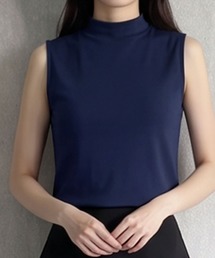 【M~Lサイズ展開】モックネックノースリーブカットソー