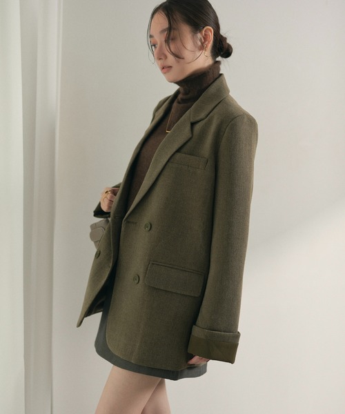 LAULEN（ローレン）の「double tailored jacket /ダブルテーラードジャケット（テーラードジャケット・レディース・カーキ/ブラウン/グレー・FREE）」の3枚目の写真