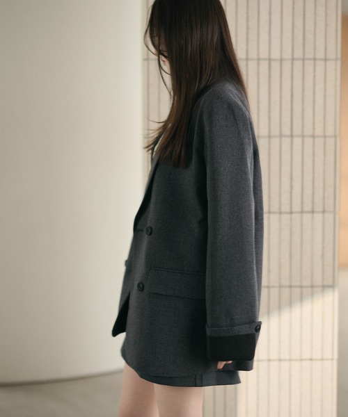 LAULEN（ローレン）の「double tailored jacket /ダブルテーラードジャケット（テーラードジャケット・レディース・カーキ/ブラウン/グレー・FREE）」の5枚目の写真